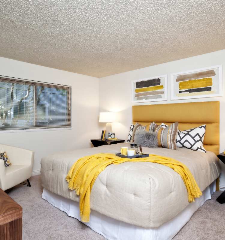 Bedroom at The Shadows Apartments in Mountain View, California